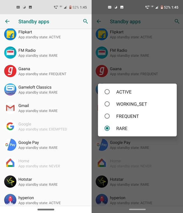 choose standby app mode