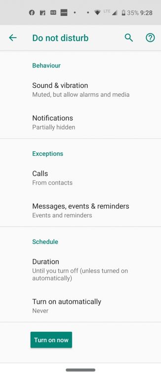 do not disturb mode android