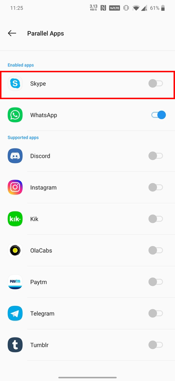 Disable Two WhatsApp accounts on OnePlus