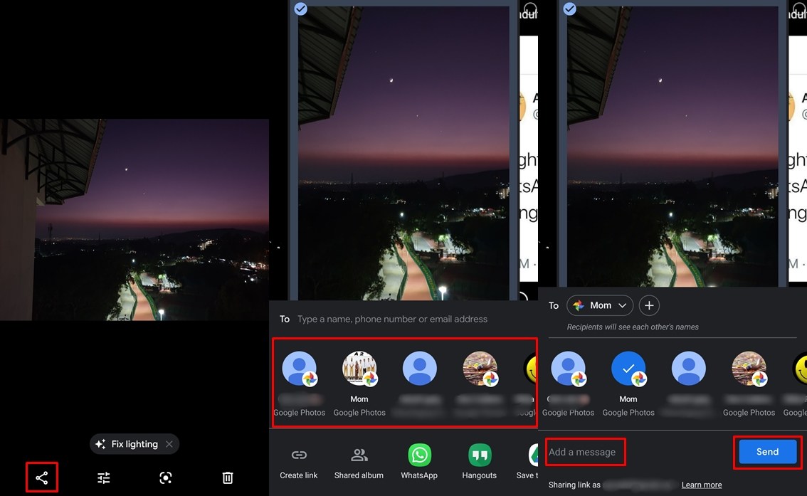 Share images and Chat in Google Photos