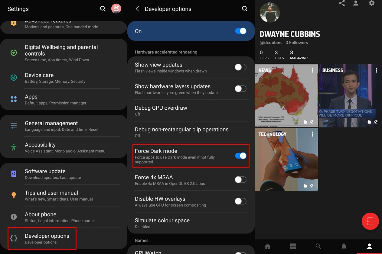 Force Dark mode One UI