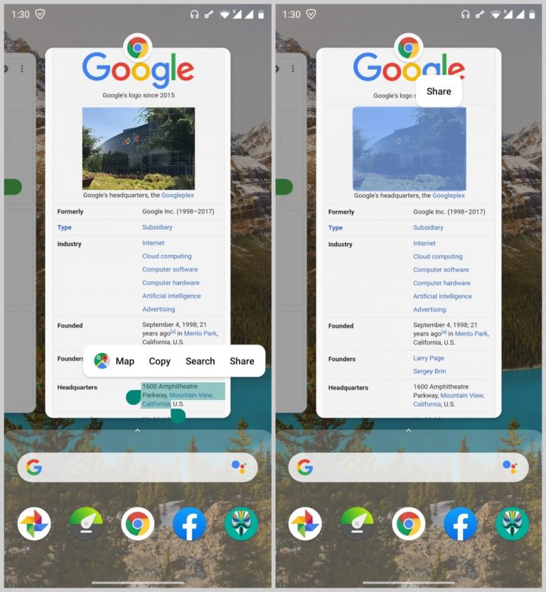 Pixel 4 Launcher Overview image text selection