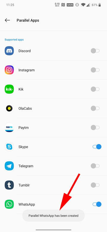 Enable Two WhatsApp accounts on OnePlus
