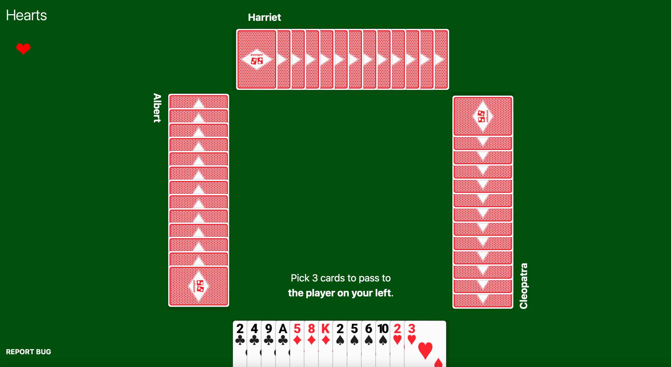 Screenshot of the game "Hearts"