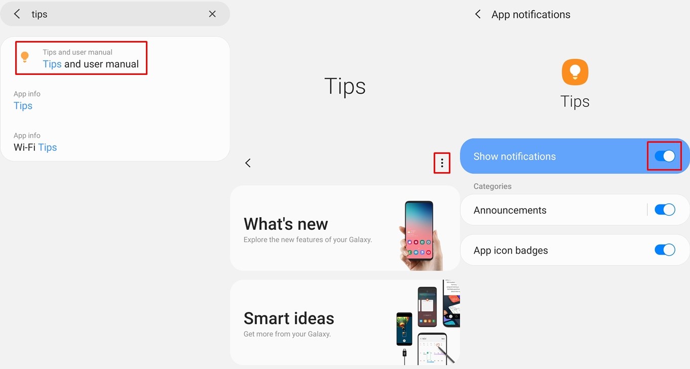 One UI Tips notifications