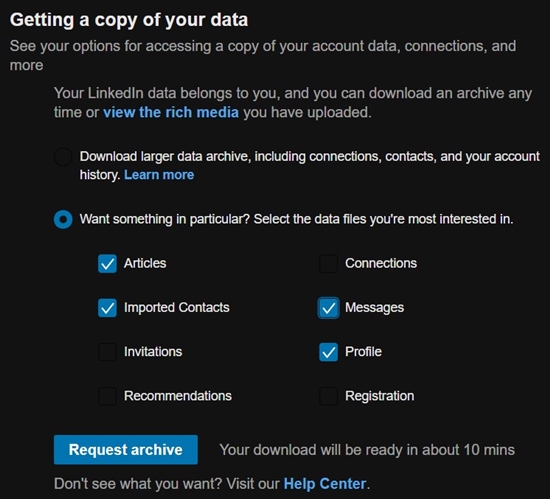 download linkedin data