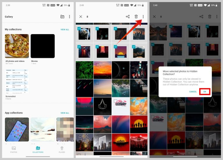 hide photos in oneplus galley