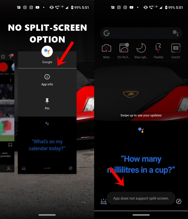 no split-screen