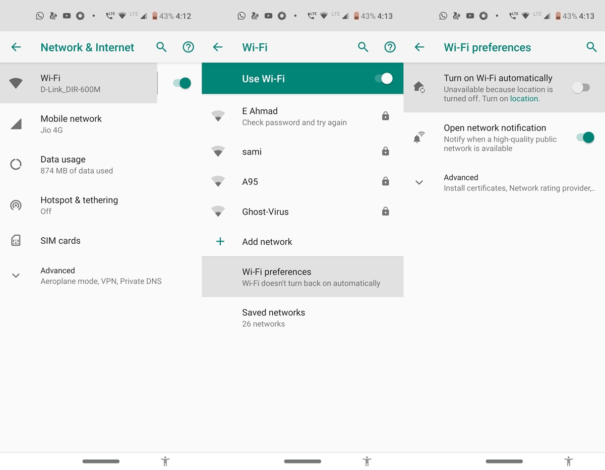 android wifi automation settings