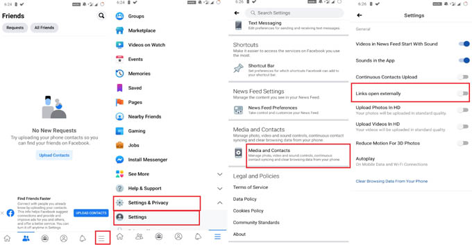 how to disable Facebook in-App browser