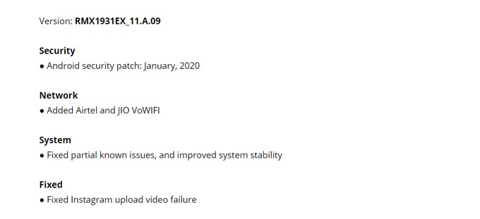 Realme X2 Pro January 2020 security patch