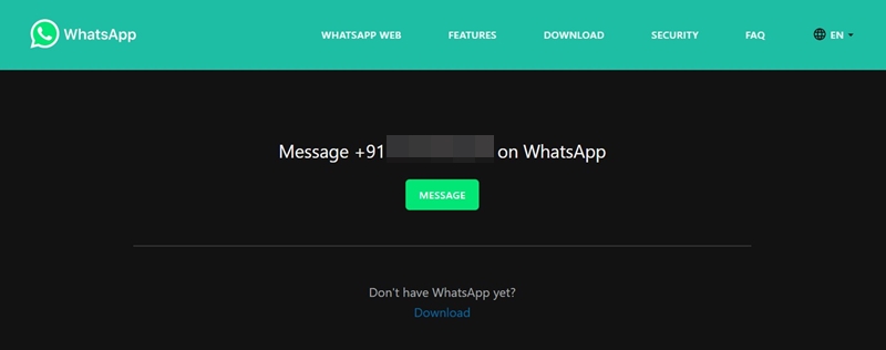how to send link from whatsapp to email