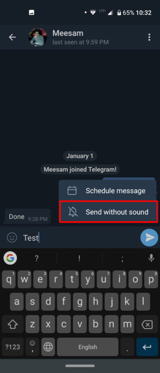 send without sound