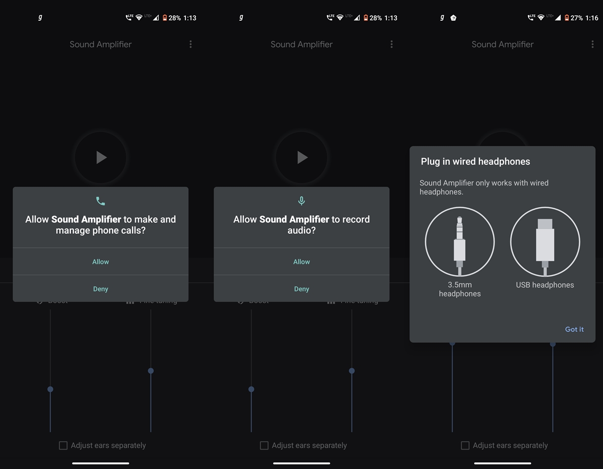 sound amplifier permissions