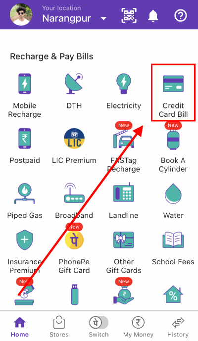 pay credit card bill phonepe