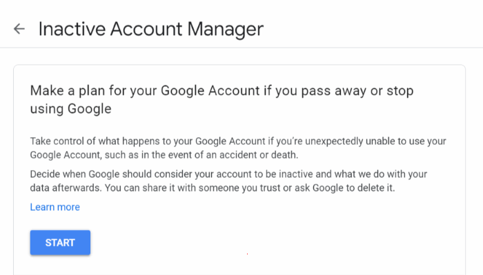 google inactive account delete manager