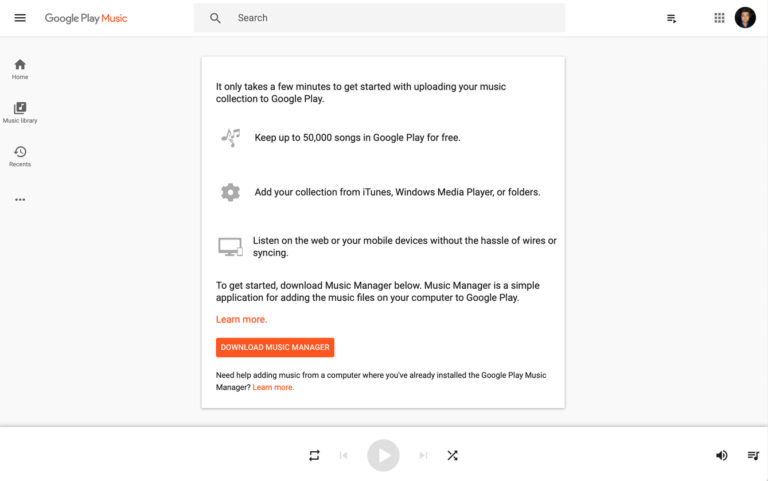 Upload songs to Google Play Music