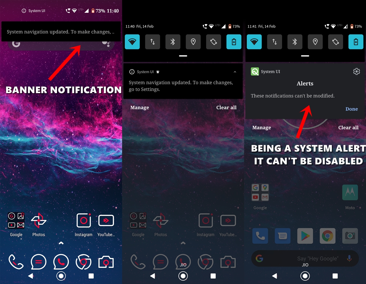 system notifications