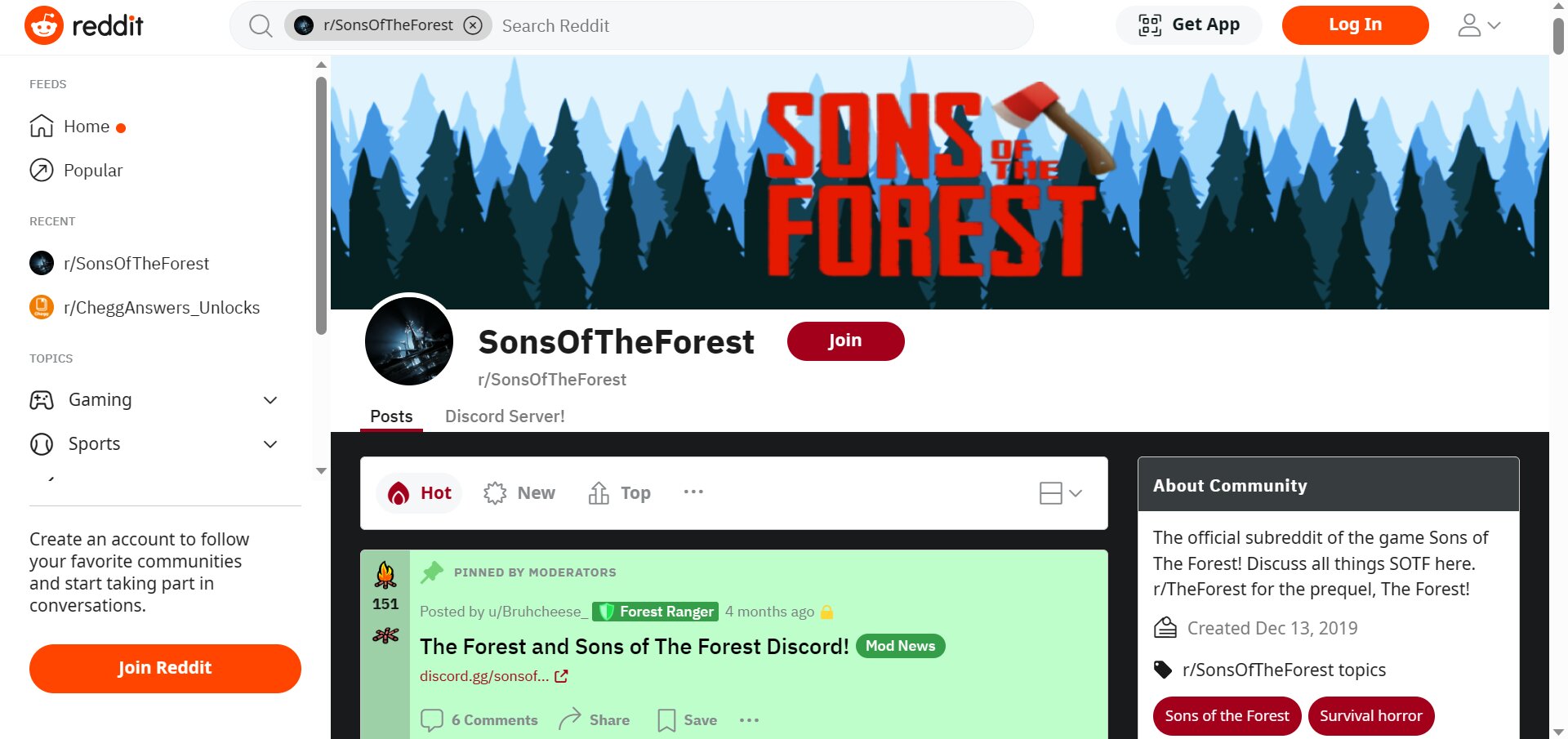 Sons of Forest subreddit