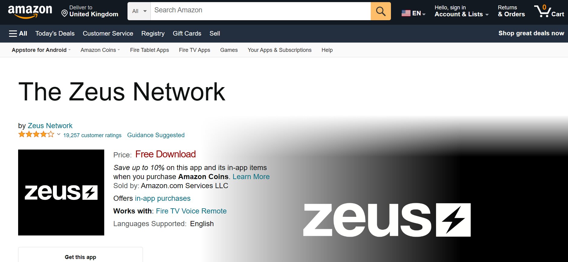 Zeus Network App Amazon Firestick