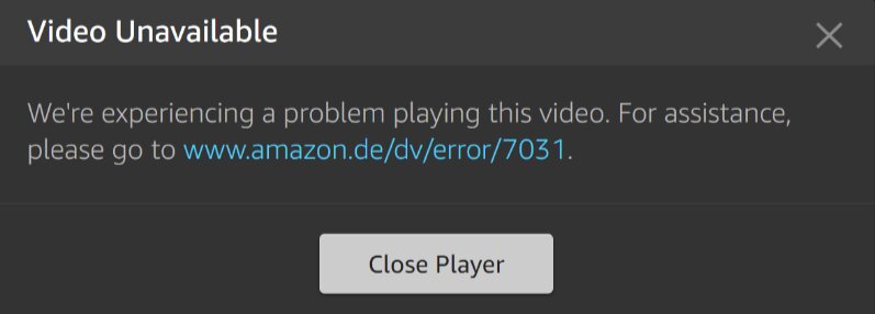 Amazon Prime error 7301