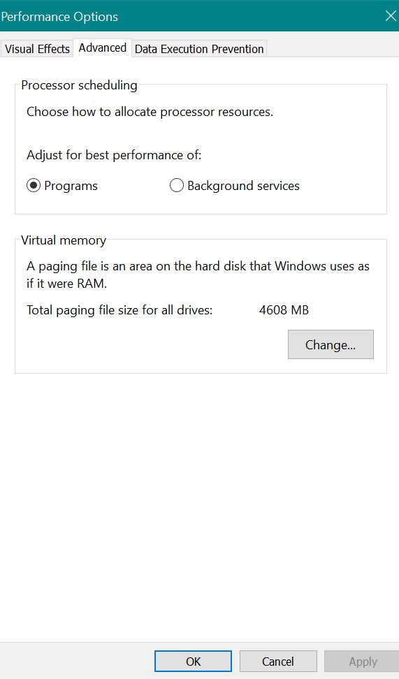 Increase windows virtual memory