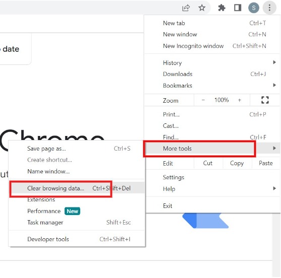 Clearing browsing data in Google Chrome 