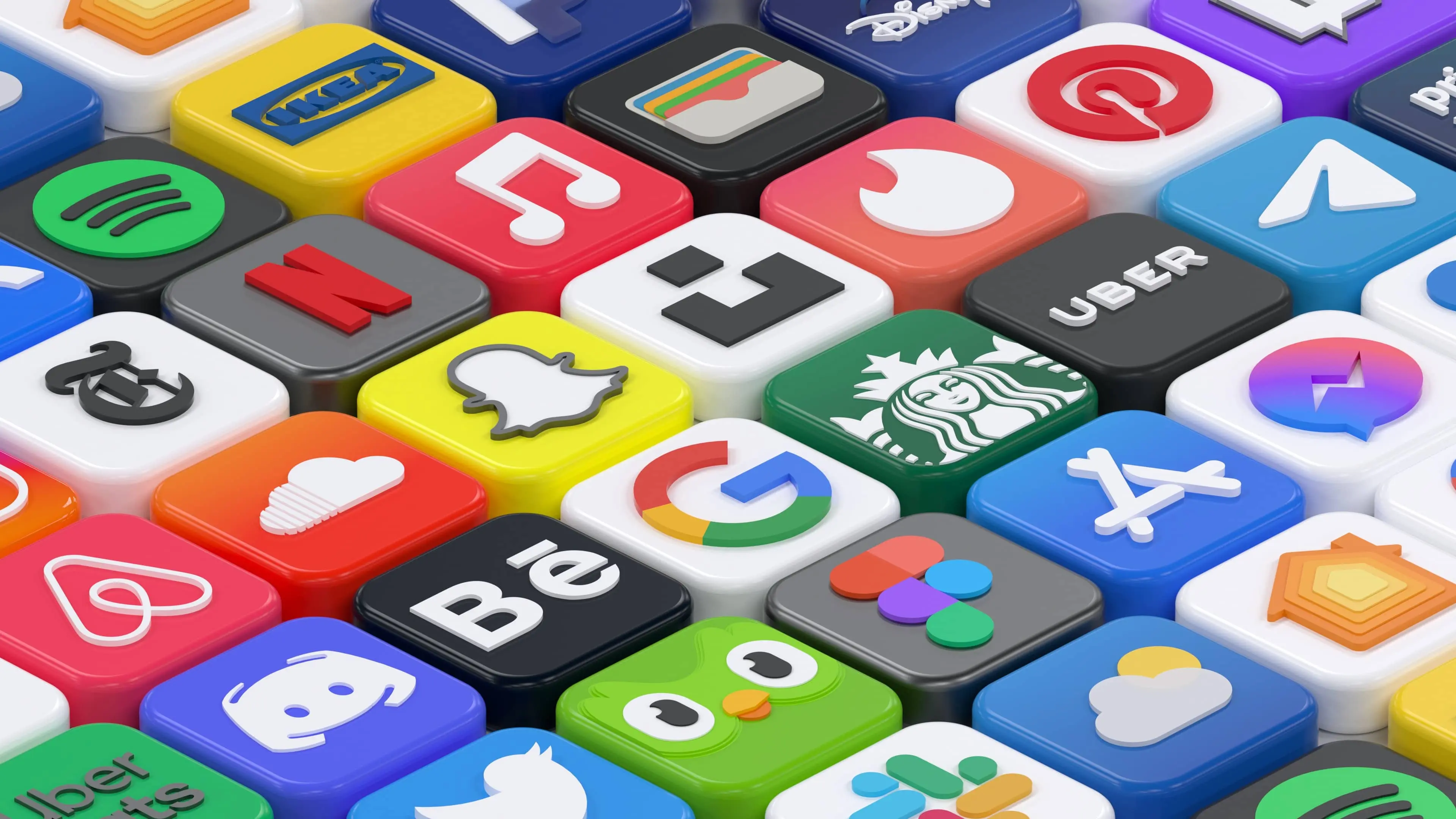 A collection of colourful app icons.