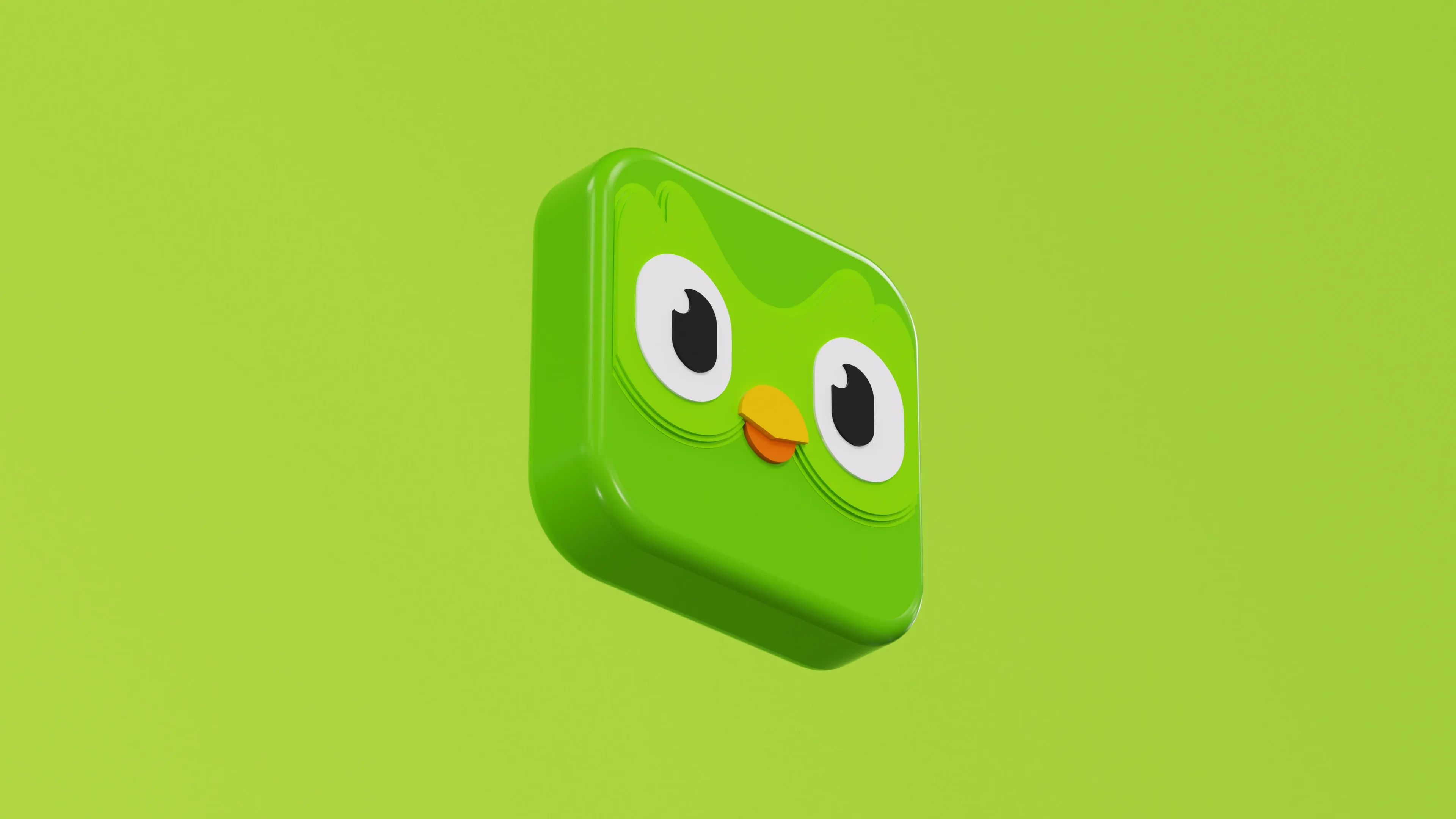 Green app icon for a learning language app Duolingo