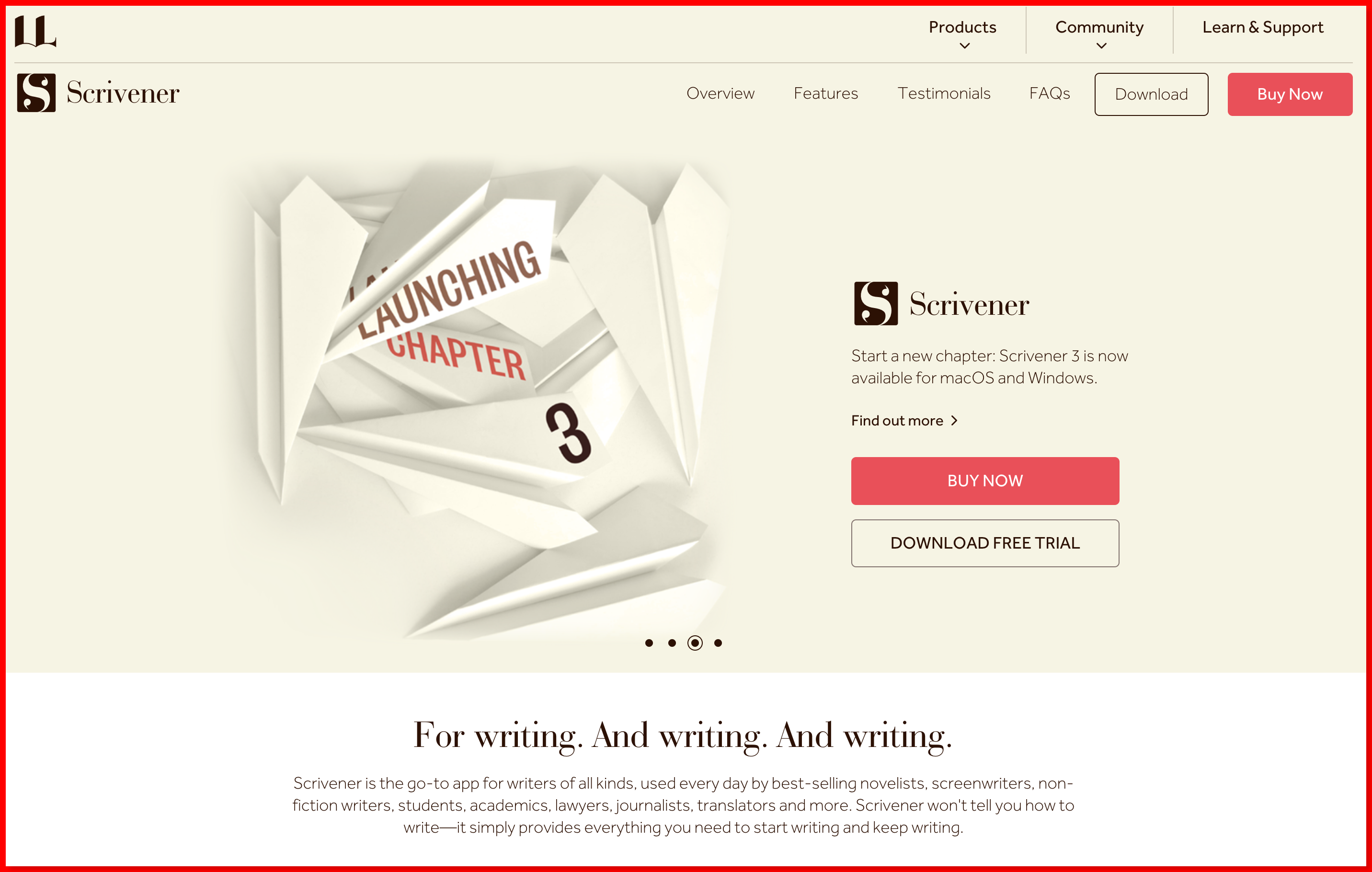 Scrivener homepage