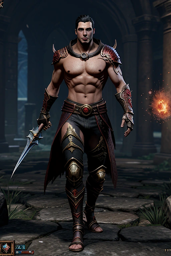 A male warrior character in video game