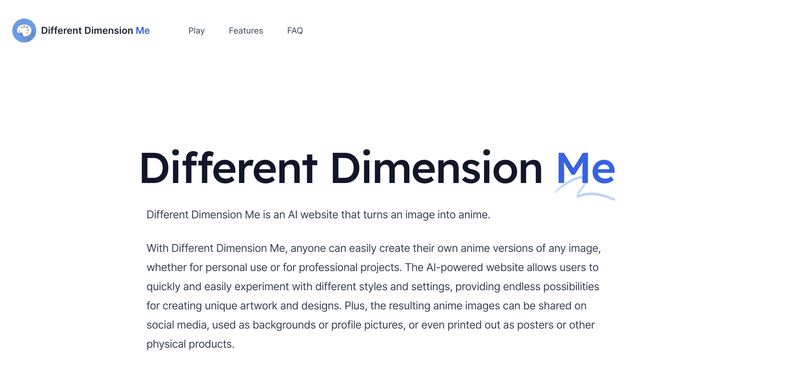 Different dimension me homepage