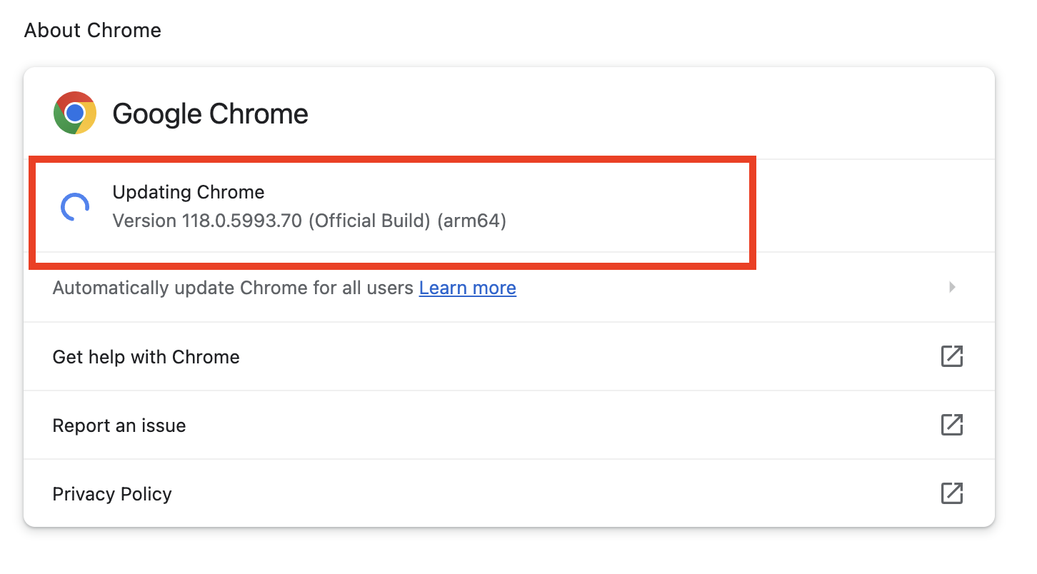 Updating chrome