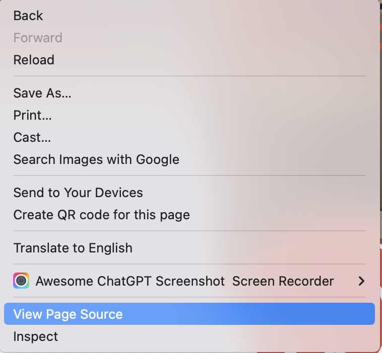 View page source