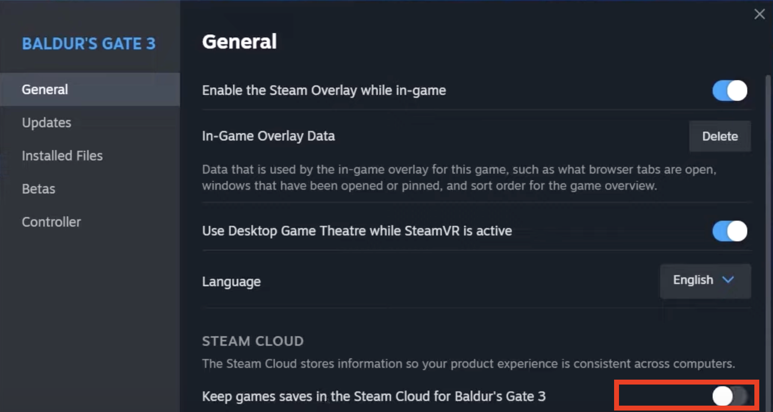 Disable steam cloud