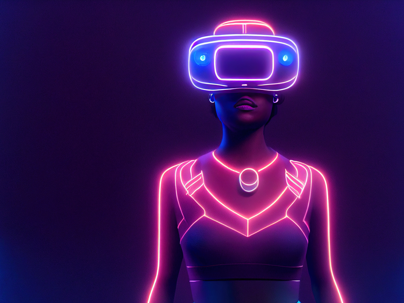 A woman in a virtual reality gear.