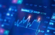 Close-up of a stock market graph showing fluctuating trends and numbers