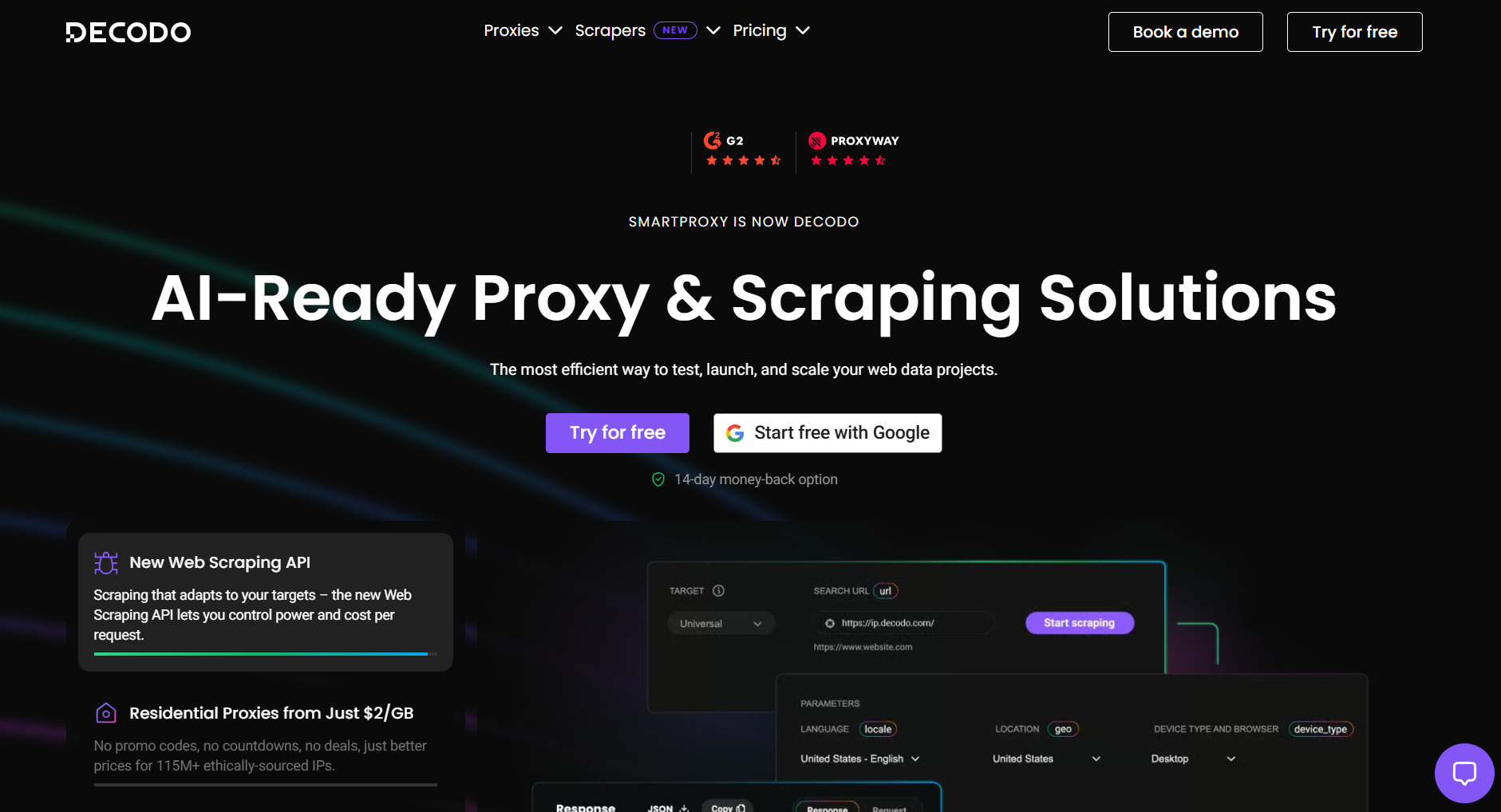 Homepage for Decodo