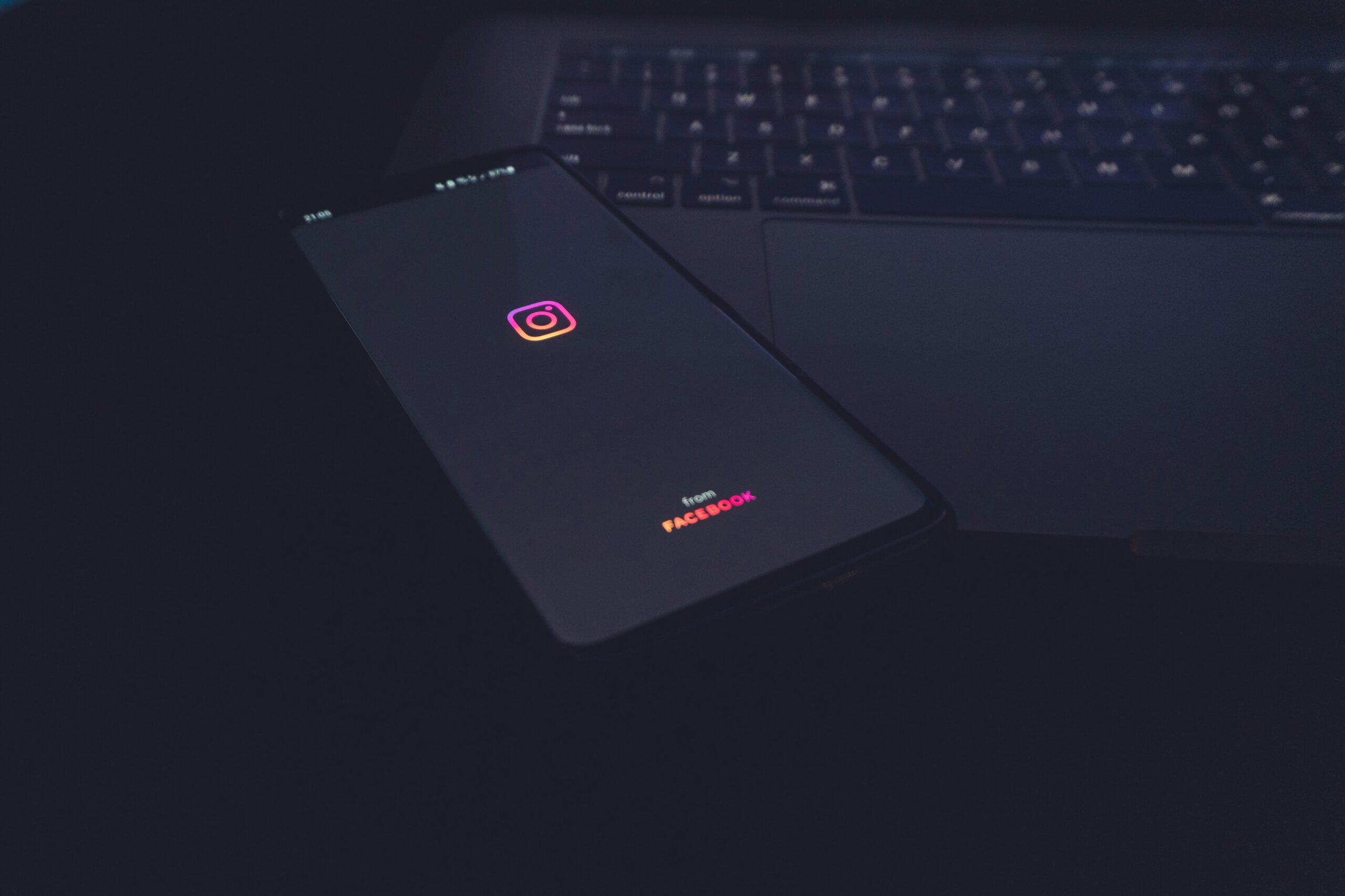 An android phone with an Instagram app.